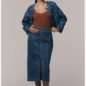 NEW TAGS Anthropologie Pilcro Corset Denim Midi sold out online long Jean skirt